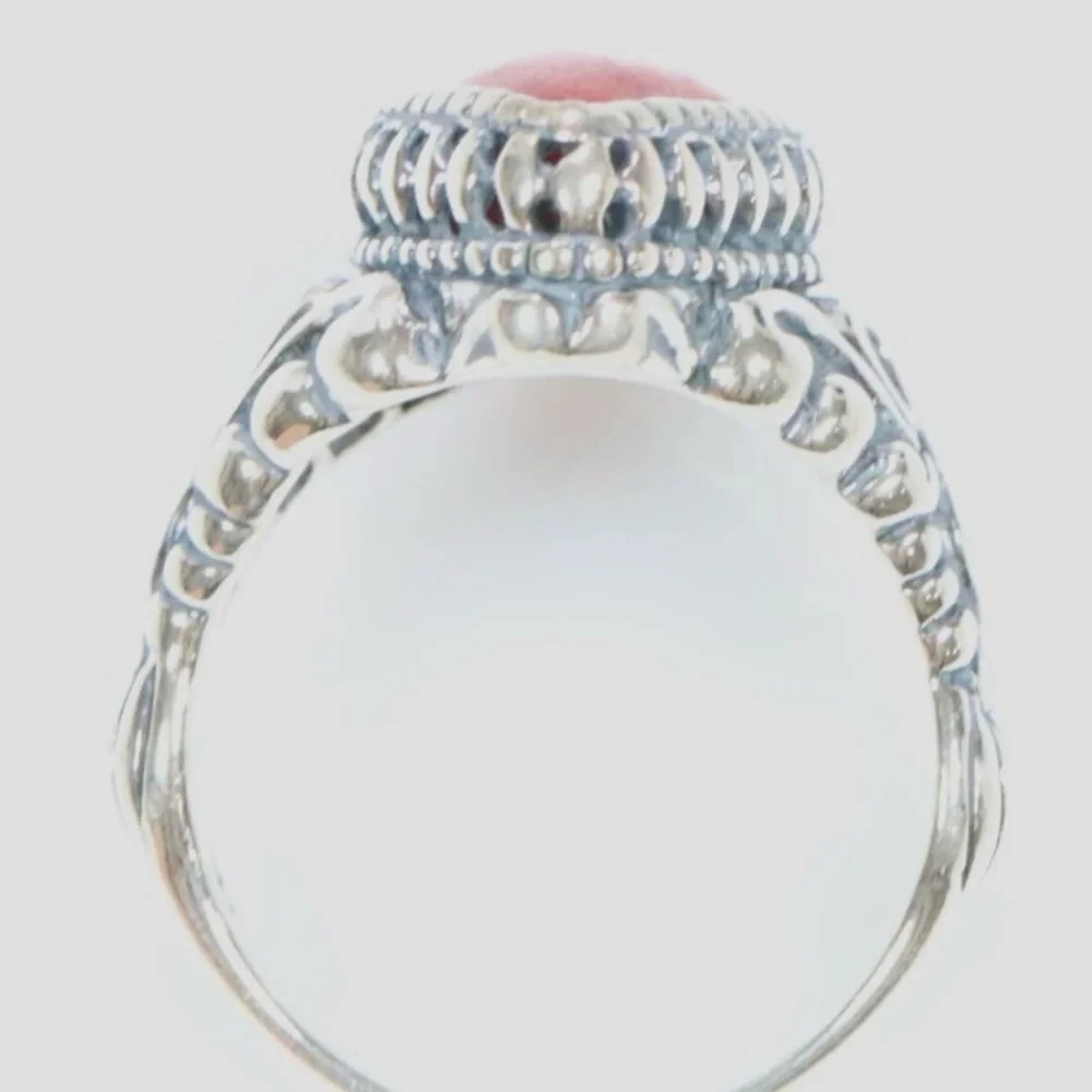 Carolyn Pollack Relios Red Coral sterling silver scroll‎ ring size 9.25